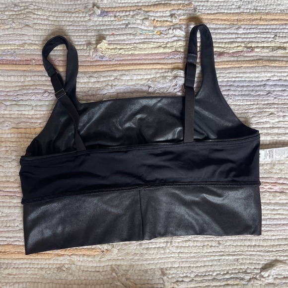 SPANX Black Faux Leather Sports Bra with Adjustable Straps Size Large - Picture 6 of 6